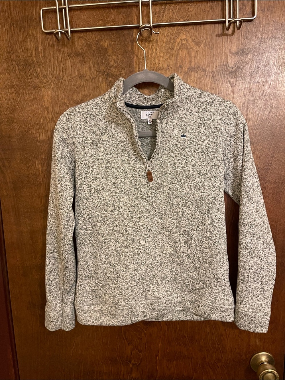 crown & ivy Heathered Gray Quarter-Zip Kids Pullover
